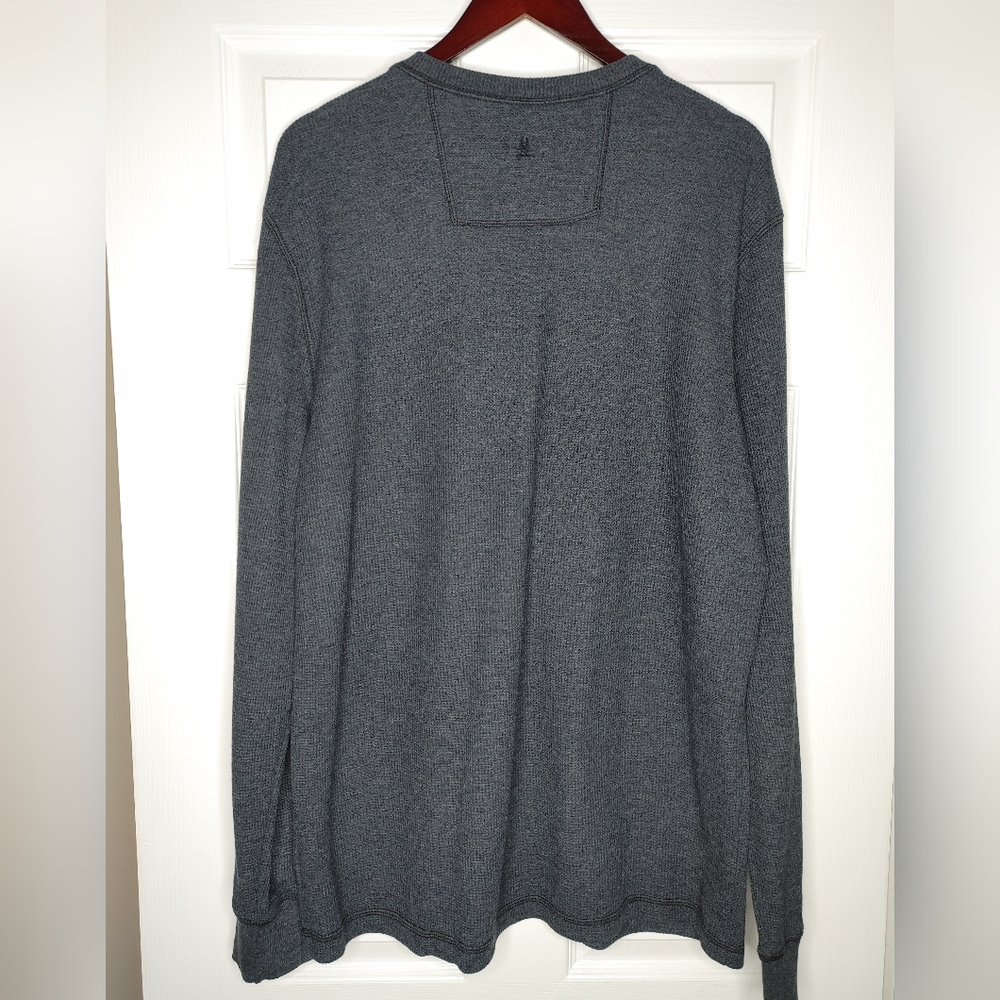 G. H. BASS & CO. 3 BUTTON WAFFLE KNIT THERMAL SHIRT, GRAY XL - Picture 3 of 6